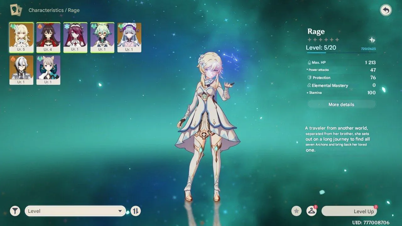 GI1051 Starter AR5 Europe | Lumine + 5 star Mizuki & Harlequin + 5 star Polearm Scarlet Moon Outline 